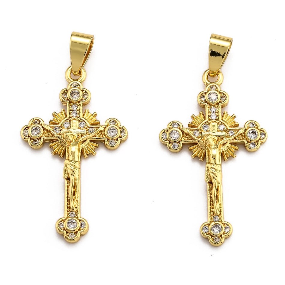 Gold Filled Zirconia Crucifix, 1pc