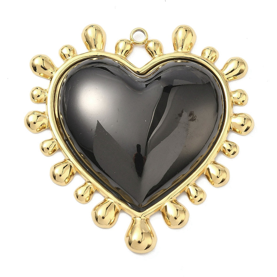 Stainless Steel Heart Pendant, 50mm, 1pc