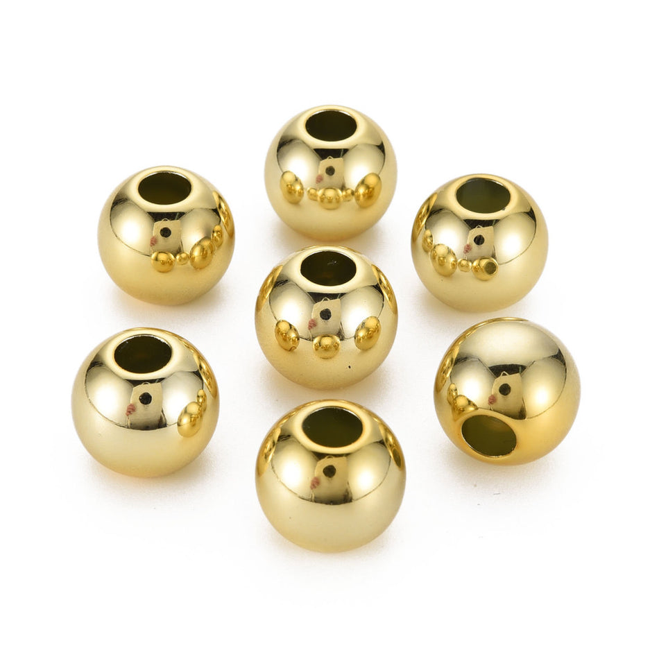 Round Gold-Plated Acrylic Beads 16mm, 10pcs