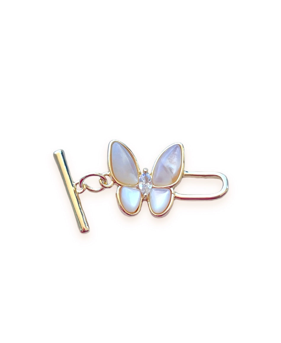 Gold-Filled Mother of Pearl Butterfly Toggle Clasp, 1pc