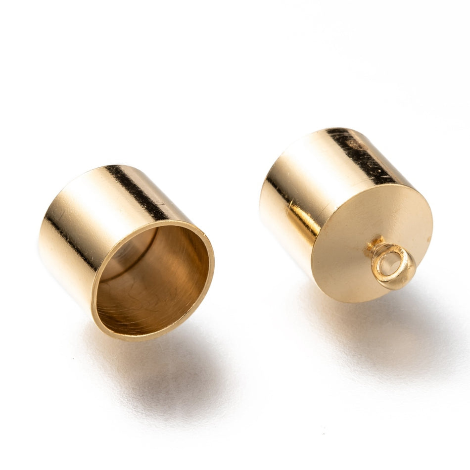 18k Gold-Plated Cord End 13mm, 4pcs