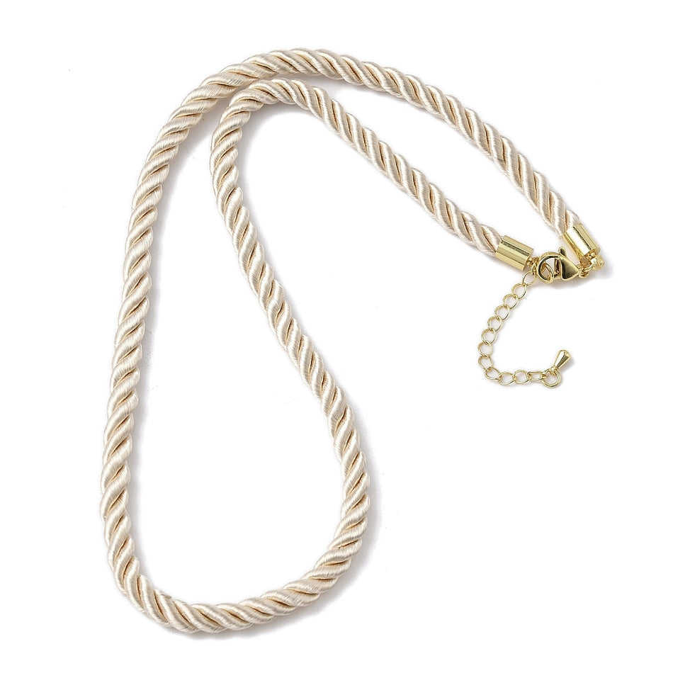 Twisted Nylon Cord Necklace with Gold Findings 18 inches, 1pc