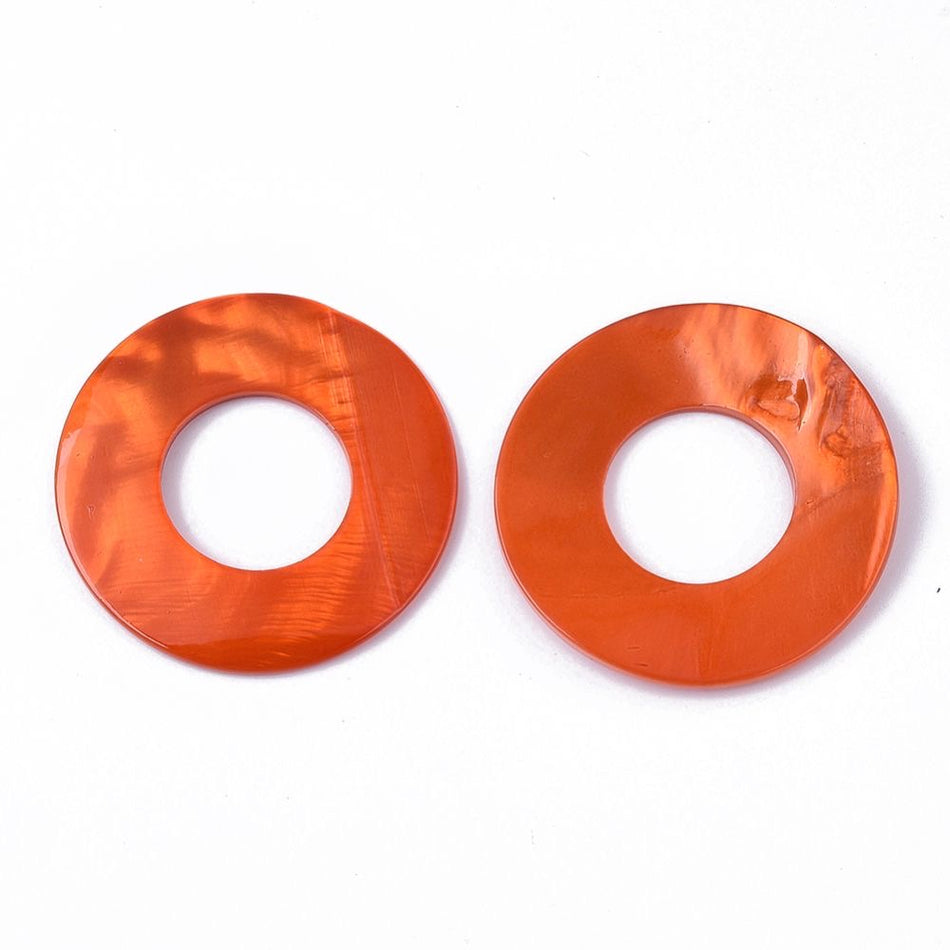 Freshwater Shell Donut Pendant 50mm, 2pcs