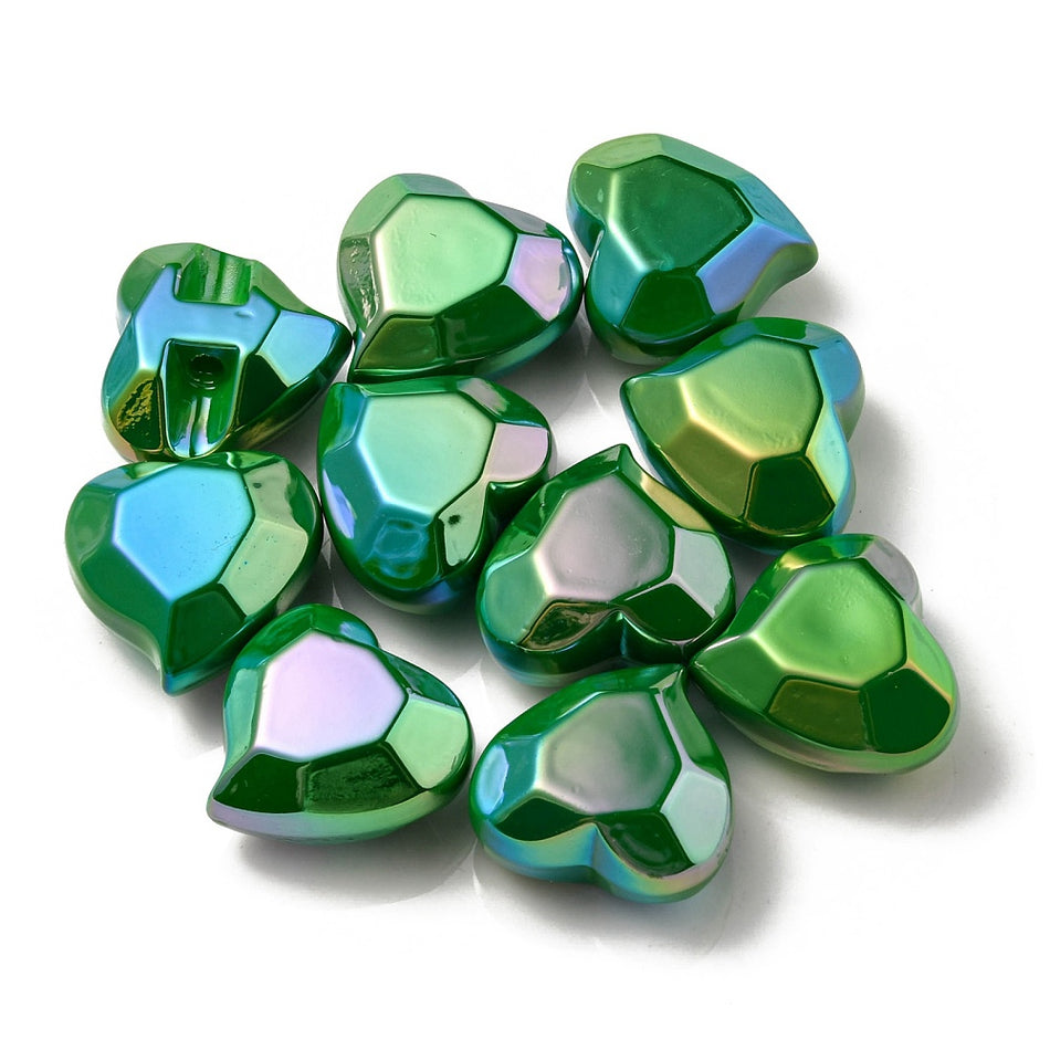 Mixed Color Faceted Slider Heart Acrylic Beads 22mm, 7pcs