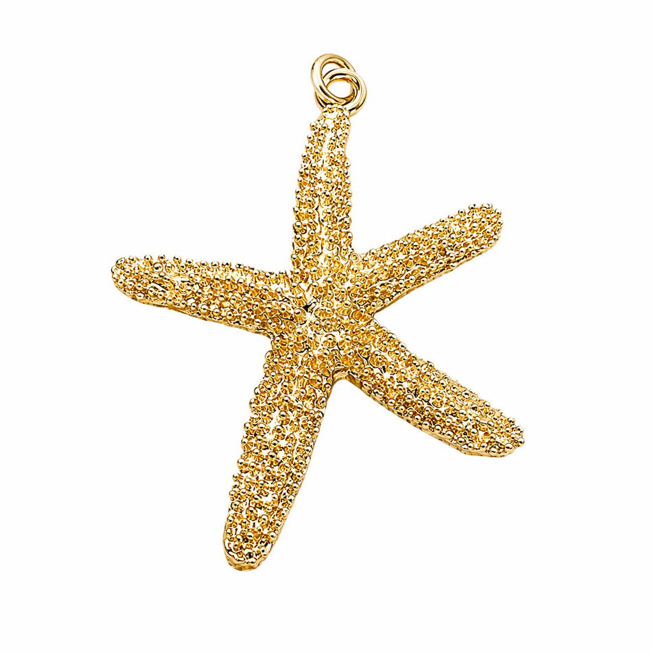 Gold-Plated Star Fish Textured Pendant, 1pc
