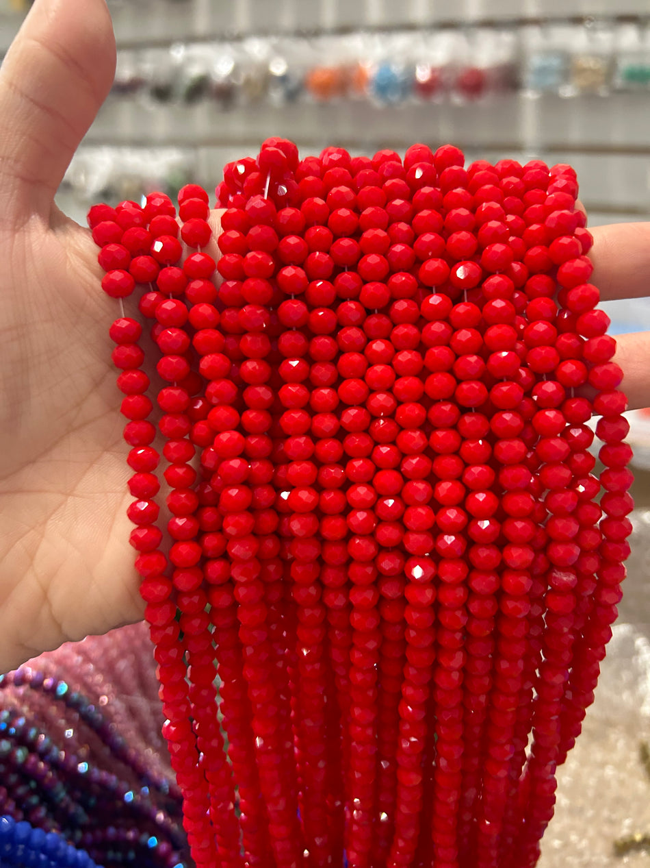 Faceted Crystal Rondelle Bead Strand, 6mm