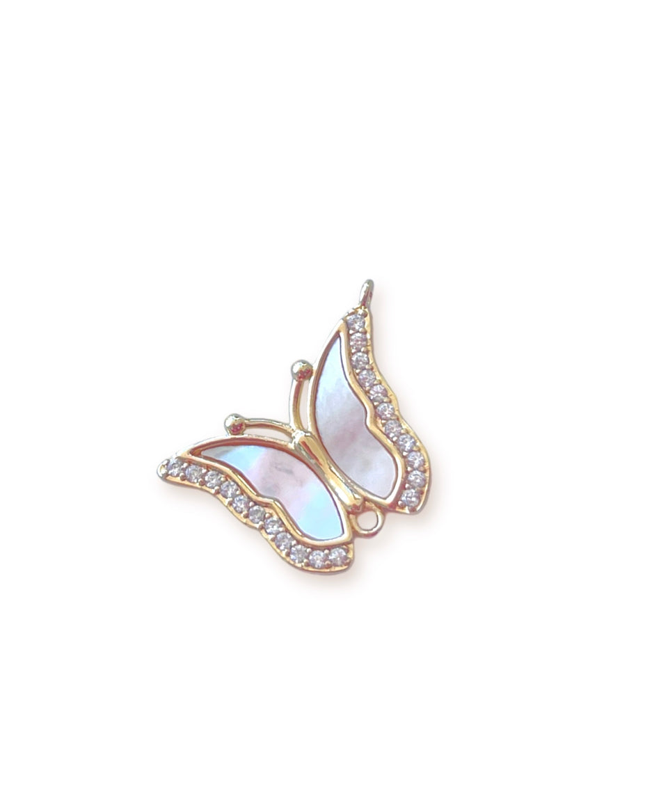 Gold Filled Shell Butterfly Pendant, 1pc