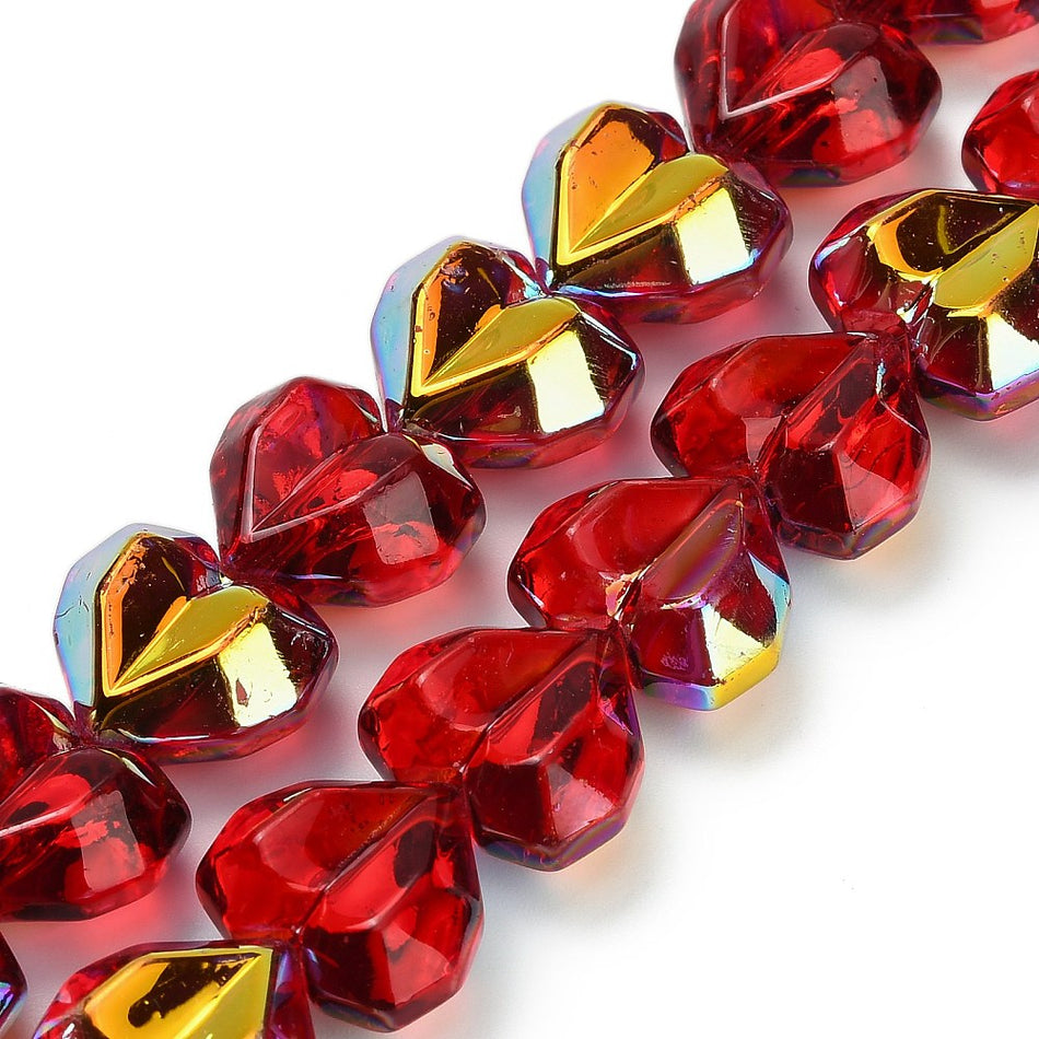 Faceted Heart Crystal Bead Strand, 15mm