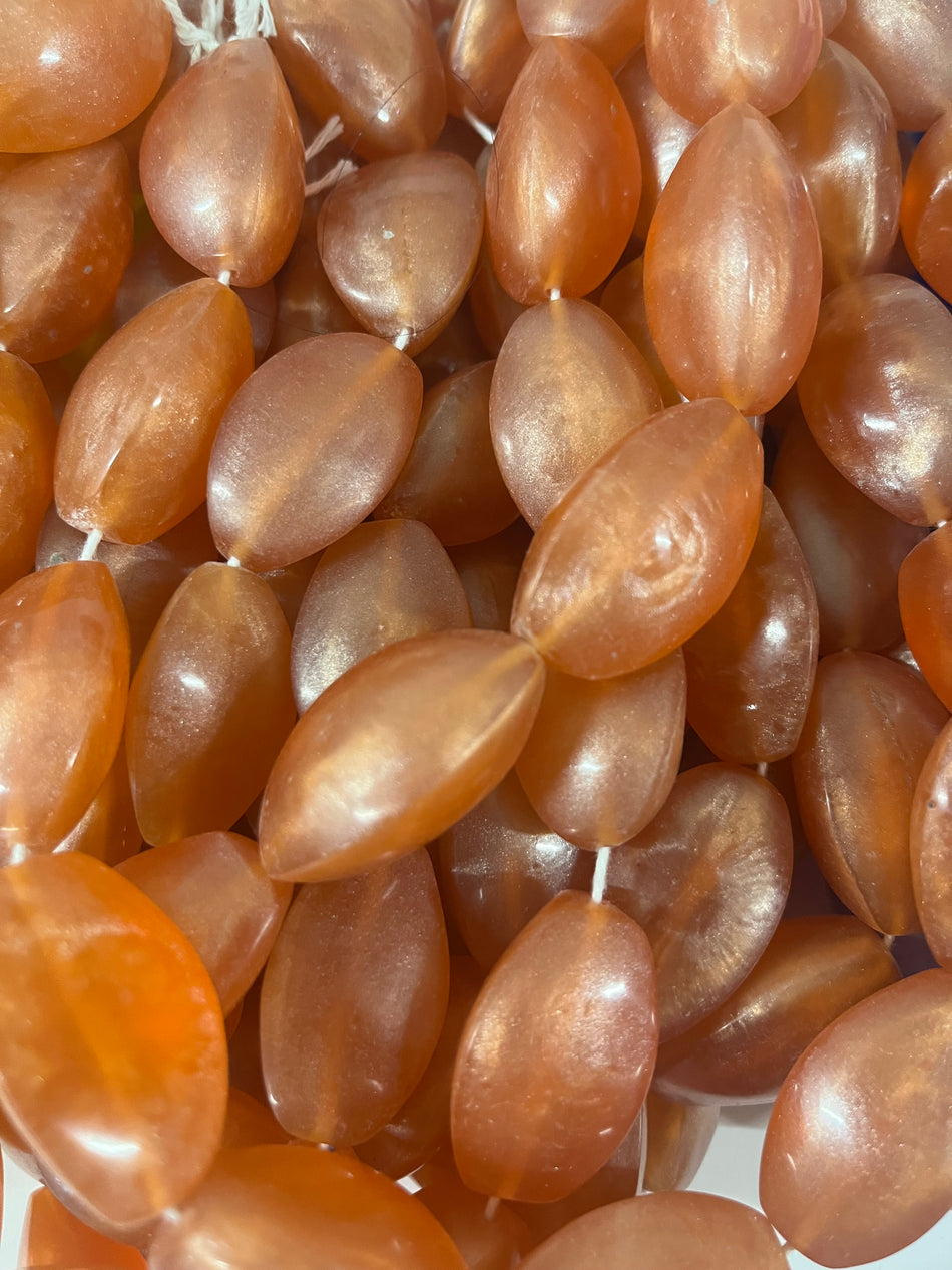 Oval Almond Shape Resin Bead Strand, 38mm