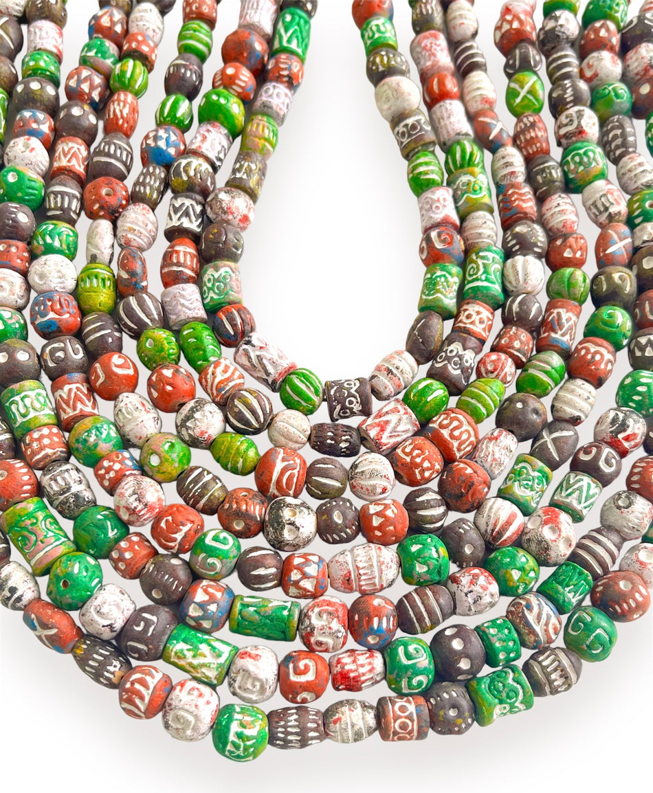 Mixed Shape African Bead Strand