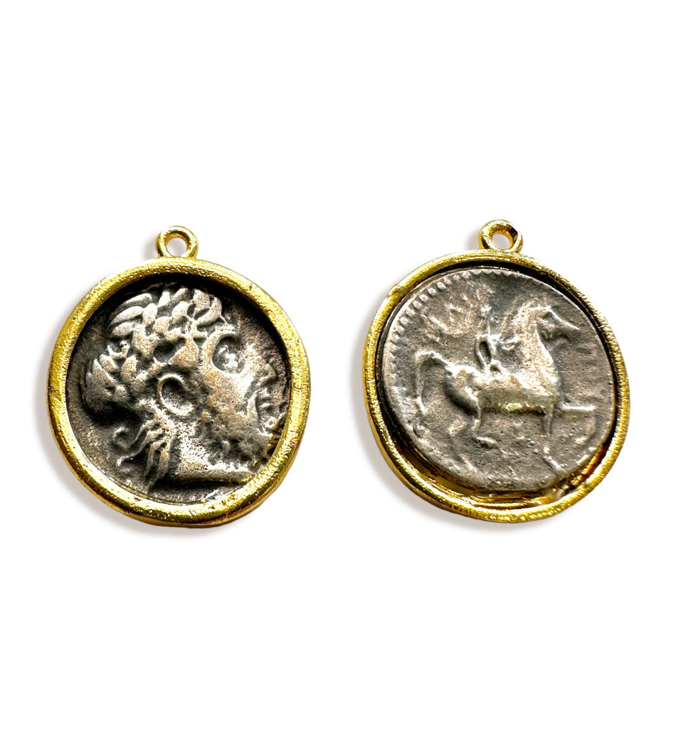 Two Tone Coin Pendant 20mm, 1pc