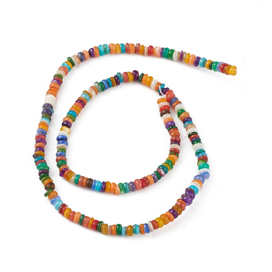 Rainbow Freshwater Shell Bead Strand, 4mm