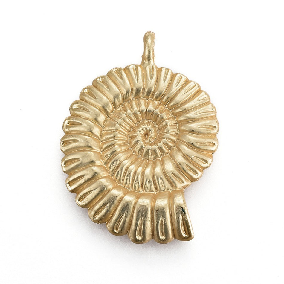 Gold Matte Shell Pendant 37mm, 1pc