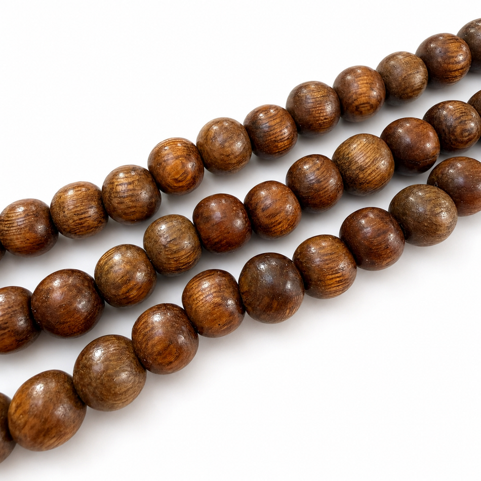 Round Brown Wood Bead 8mm Strand