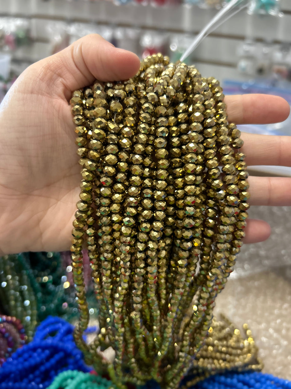 Faceted Crystal Rondelle Bead Strand, 6mm