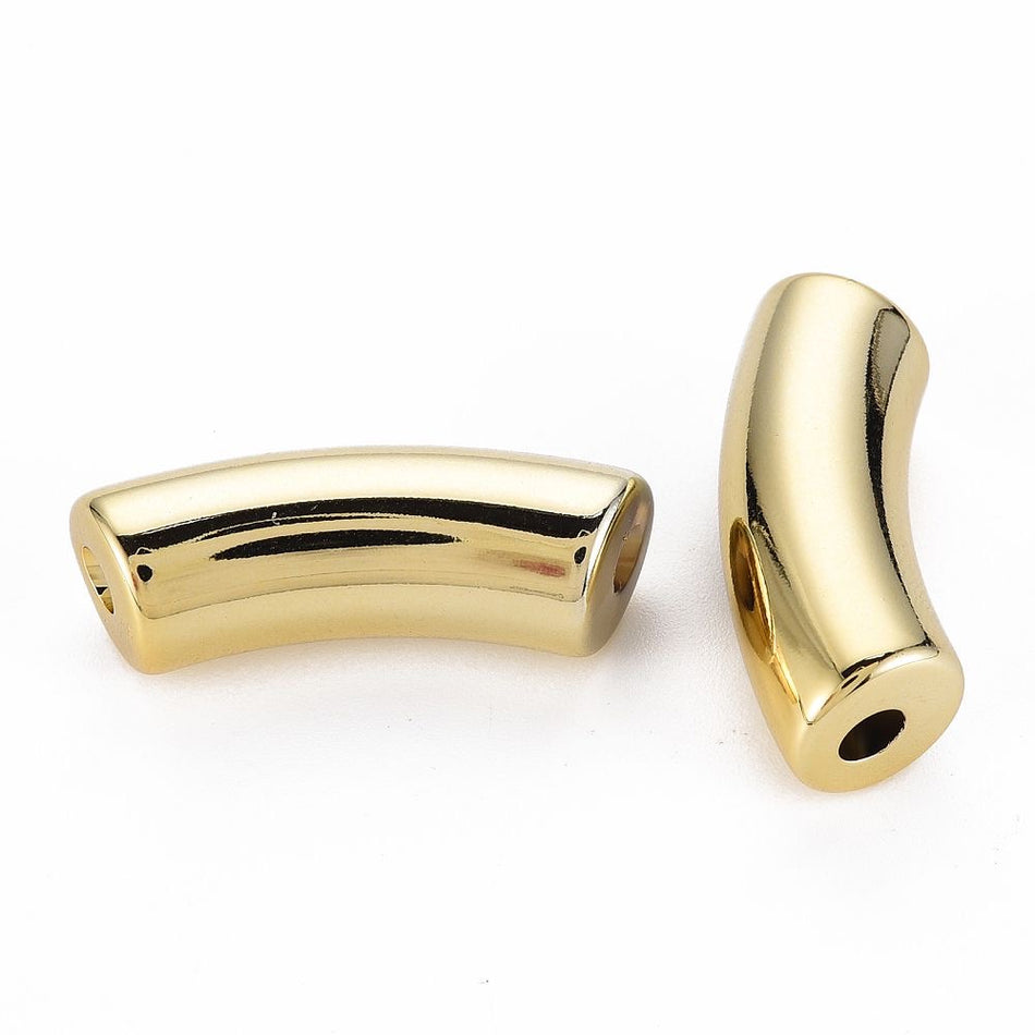 Gold Curved Tube Acrylic Bead 34mm, 10pcs