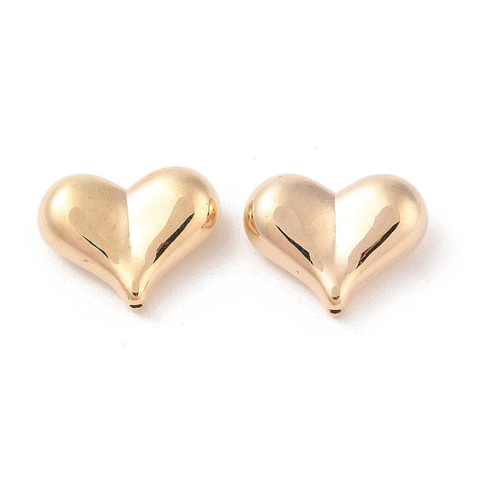 Gold Heart Acrylic Beads, 20pcs