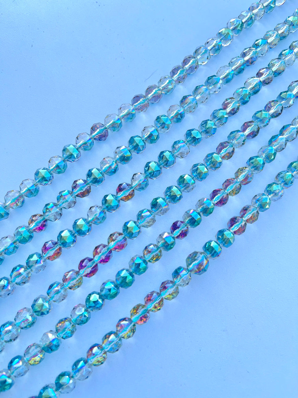 Faceted Crystal Round Strand, 10mm