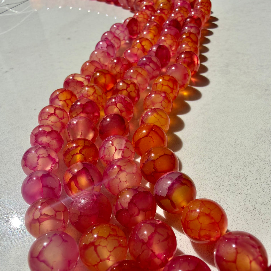 Round Pink-Orange Agate 10mm Strand