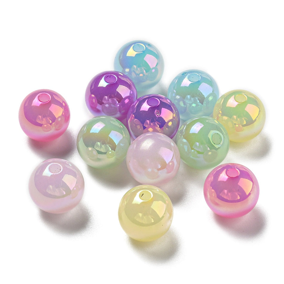 Mixed Color Round Acrylic Beads 14mm, 8pcs