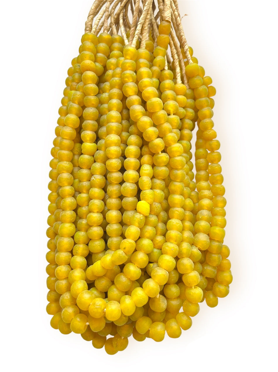 Yellow Frosted African Bead Strand