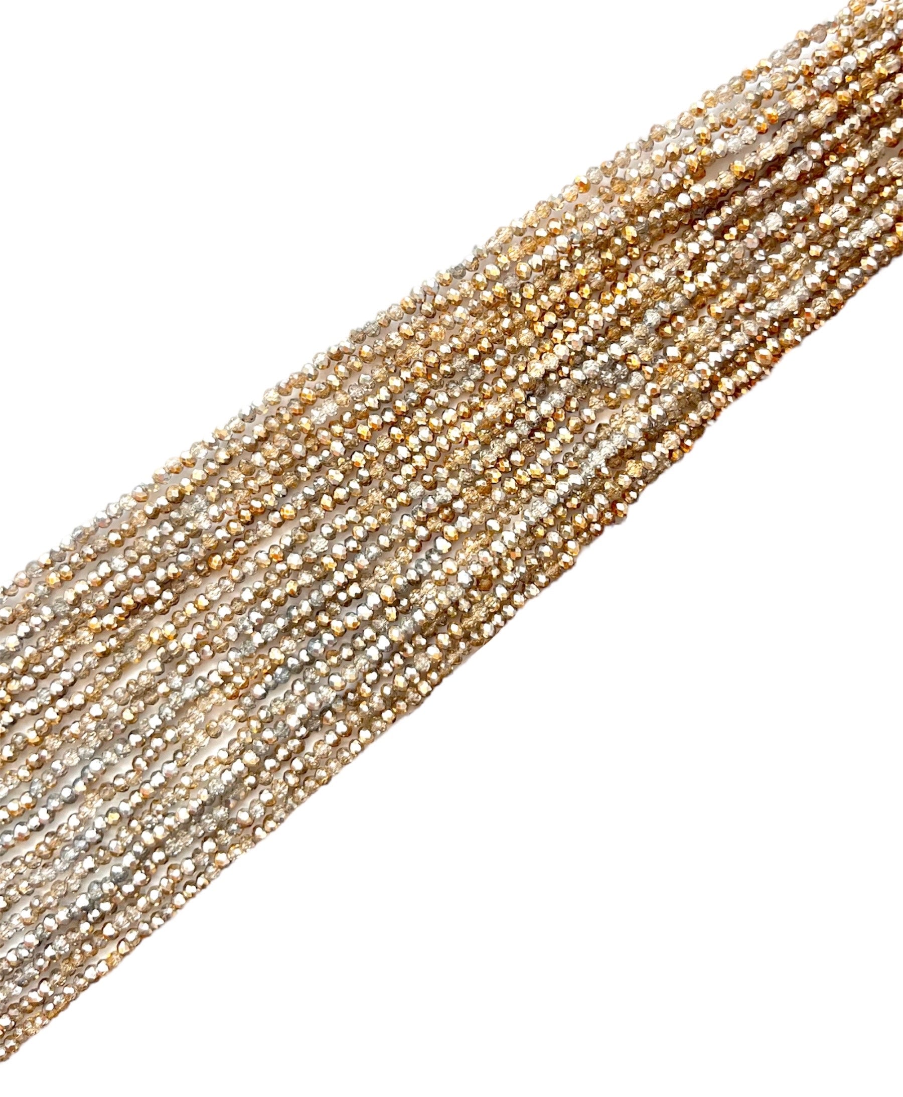 Faceted Rondelle Crystal Metallic Gold 3mm, Strand – Damaris Beads