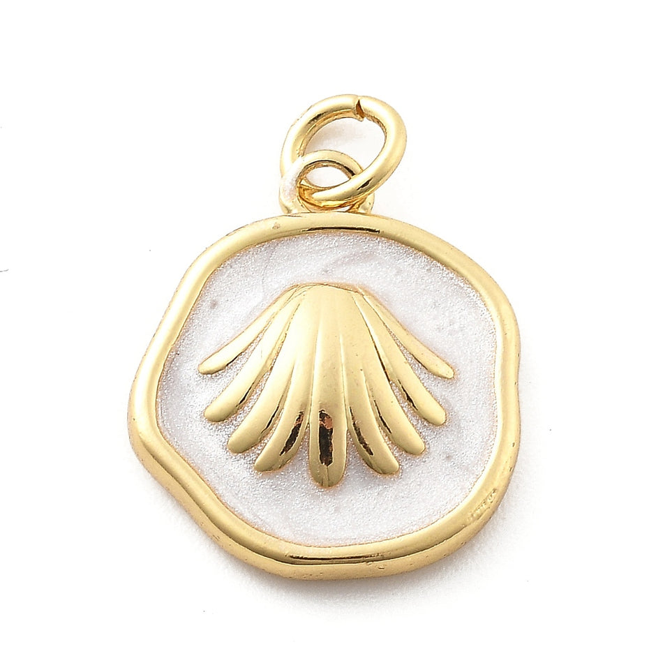 18k Gold-Plated Clam Shell Pendant 18mm, 2pc