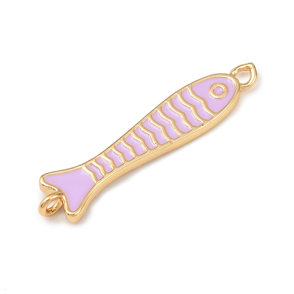 18k Gold-Plated Enamel Fish Connector 30mm, 1pc