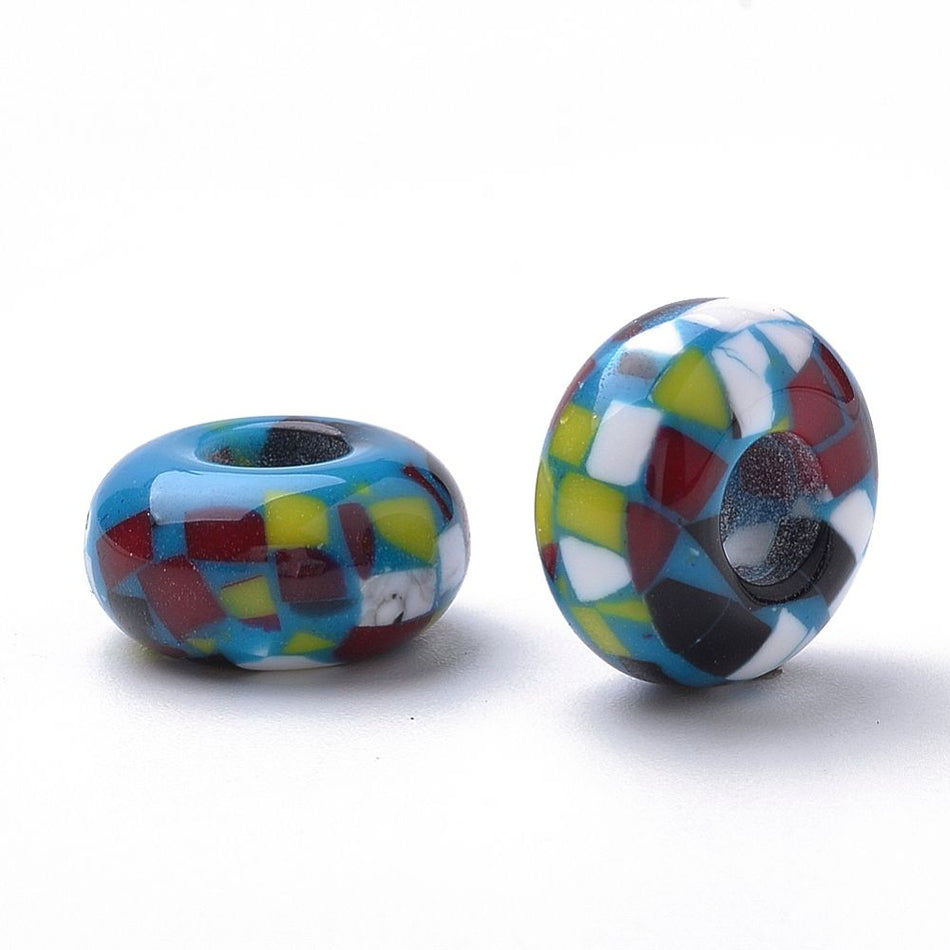 Large Hole Rondelle Resin Bead 14mm, 10pcs