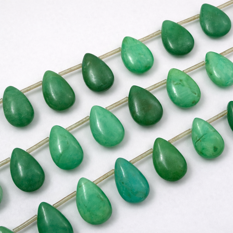 Green Gemstone Drop Bead 16mm Strand