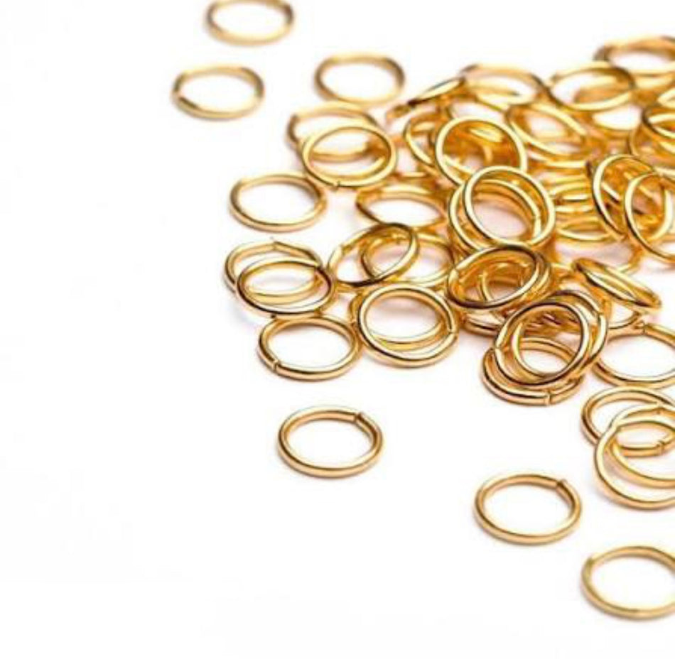 Gold Plated Jump Rings 9mm, 100pcs
