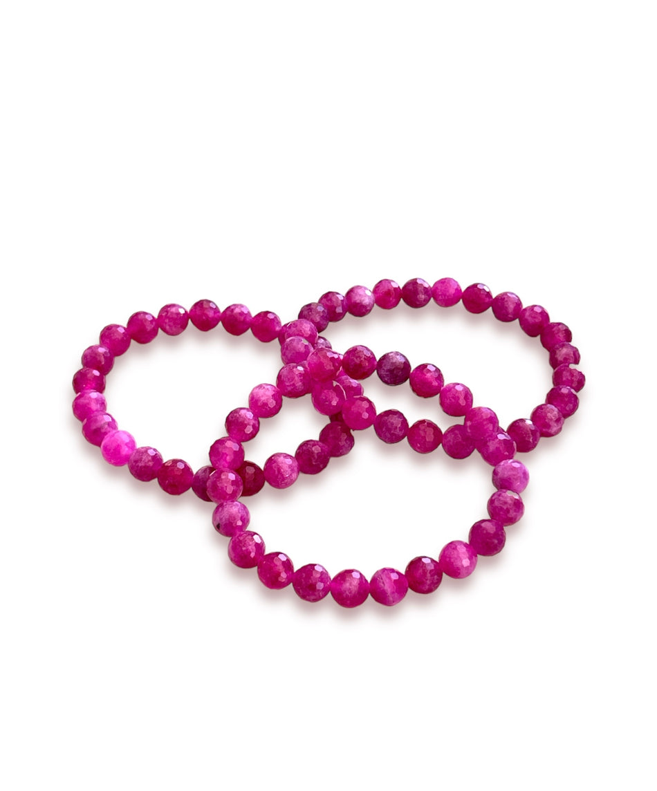 Faceted Pink Jade 8mm Bead Bracelet, 1pc