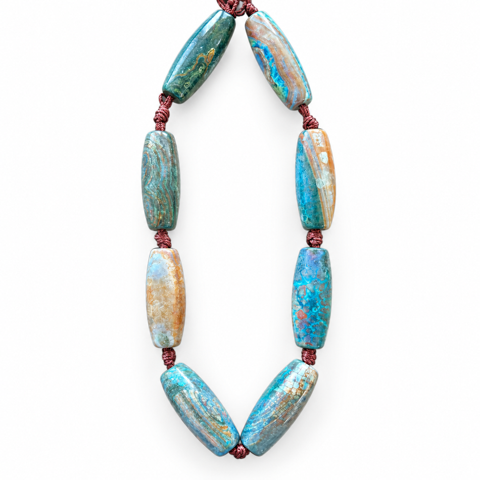 Natural Agate Tube Strand | Bead Size 28mm