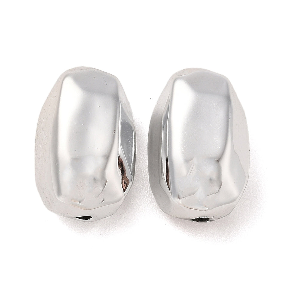 Acrylic Beads, Faceted Rice, Platinum Size 12x21mm hole 2mm Package of 10pcs