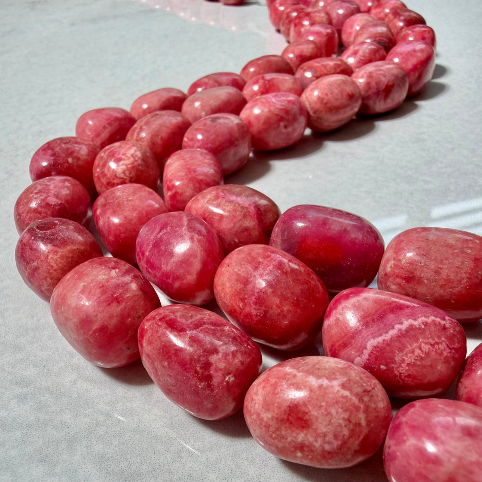 Red Magnesite Barrel Bead 24mm Strand