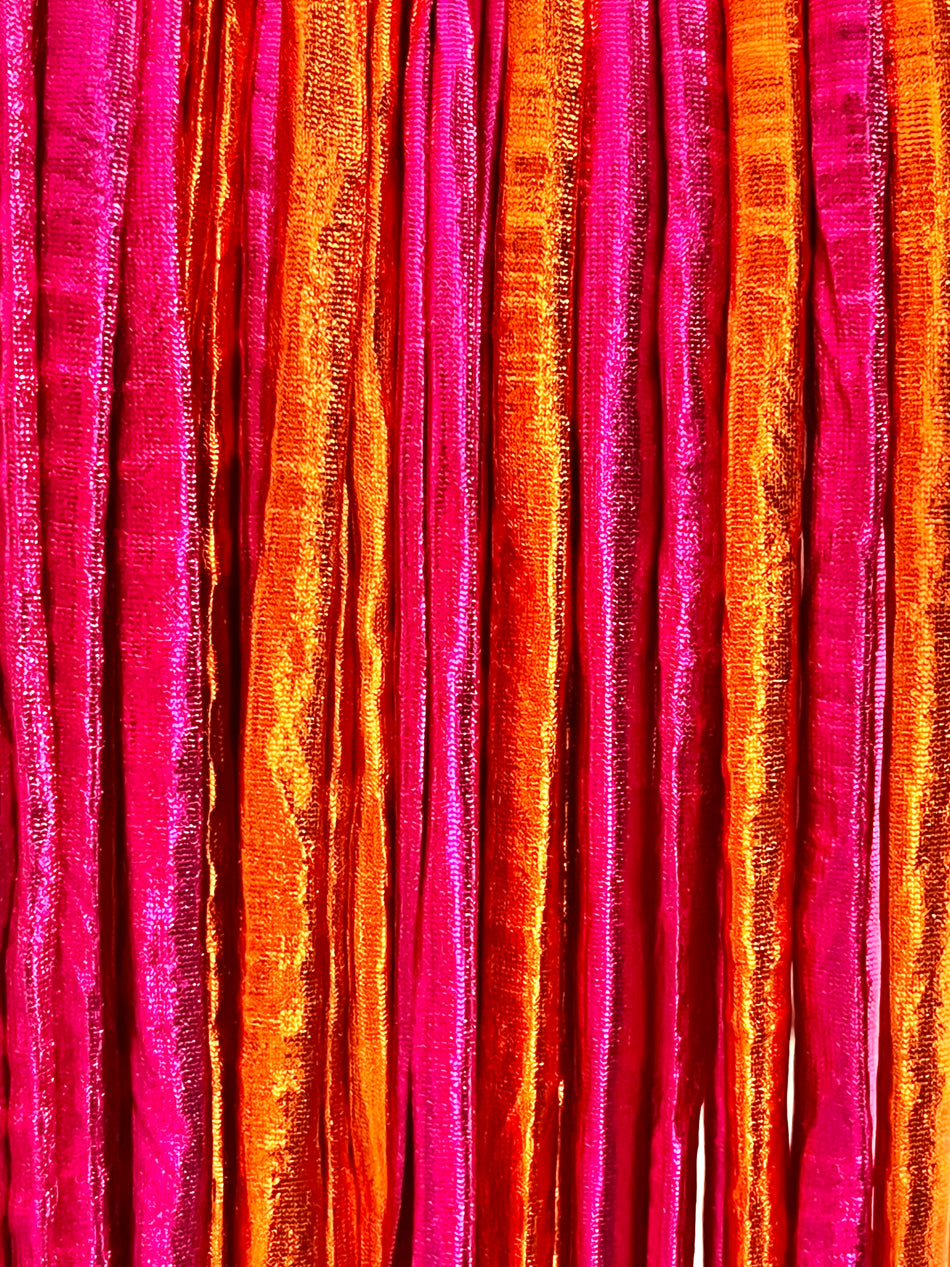 Orange and Fucsia Metallic Lycra Mix, 4 Yards