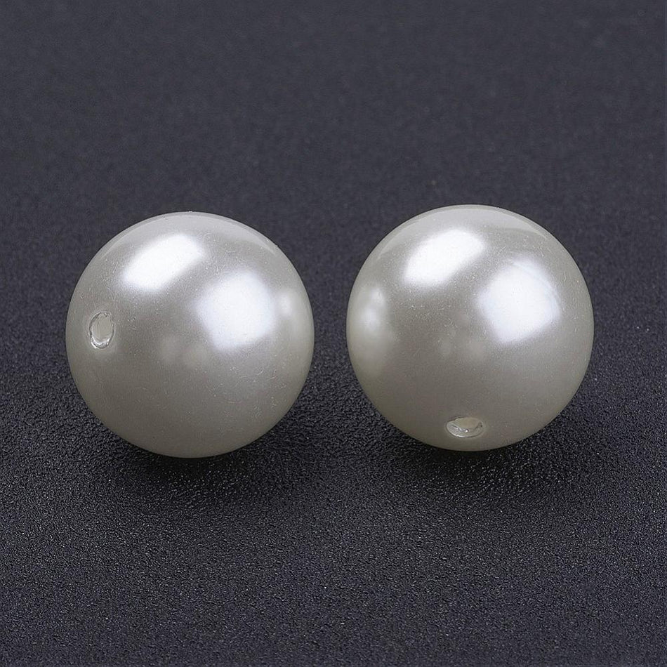 Round Pearl Acrylic Beads 20mm, 10pcs