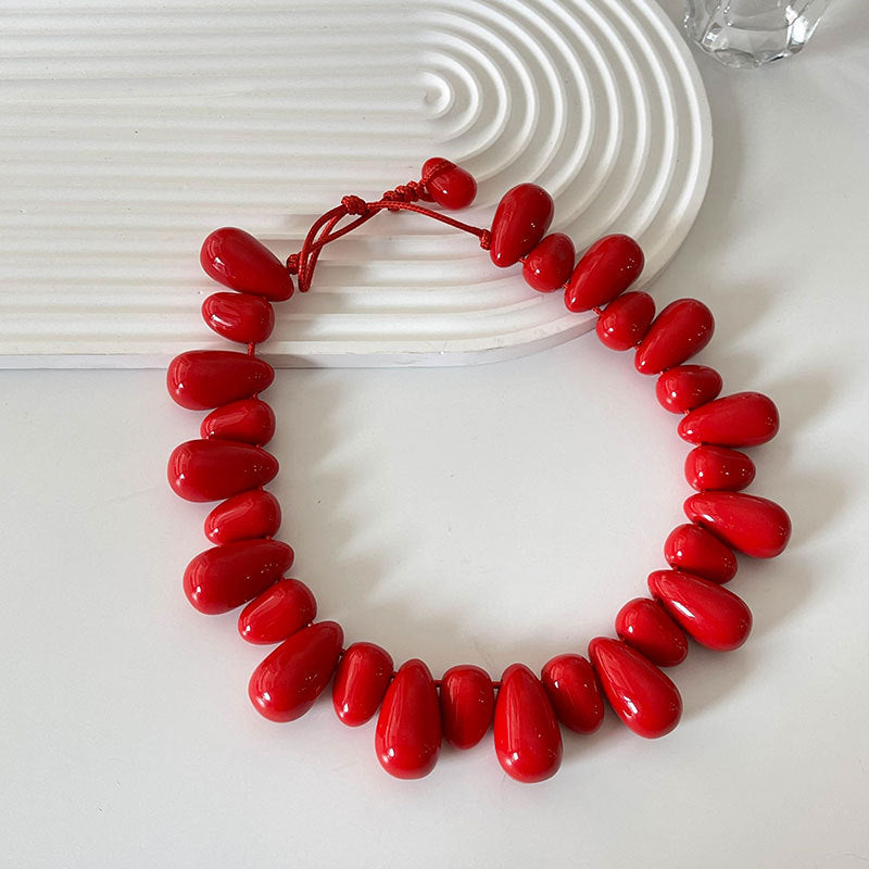 Resin Teardrop Bead Necklace, 20 inch