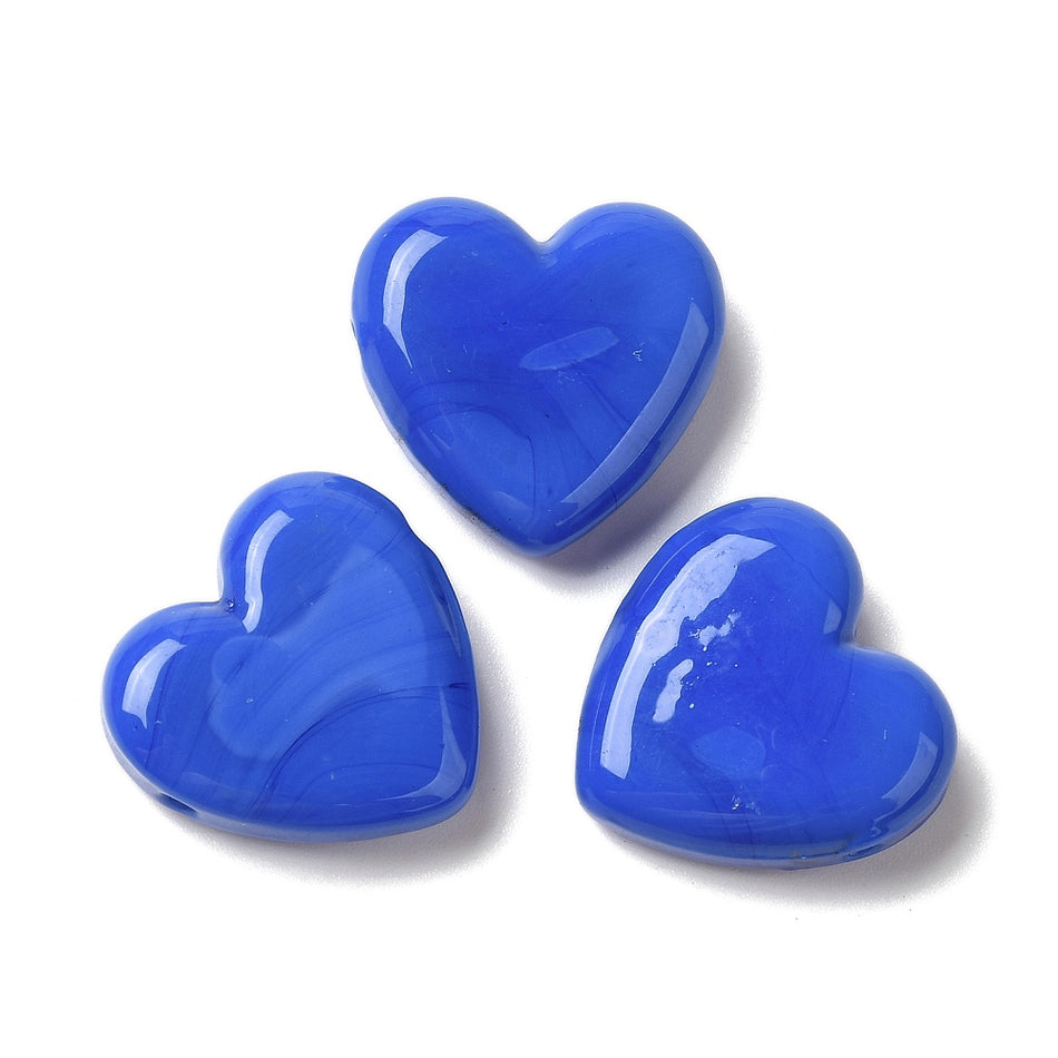 Lampwork Heart Bead 20mm, 2pcs