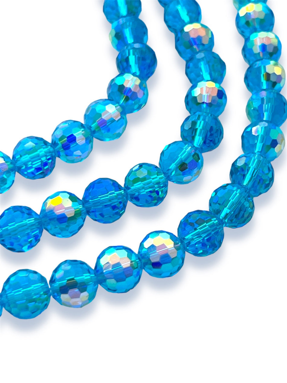 Tornasol Faceted Round Crystal Strand, 8mm