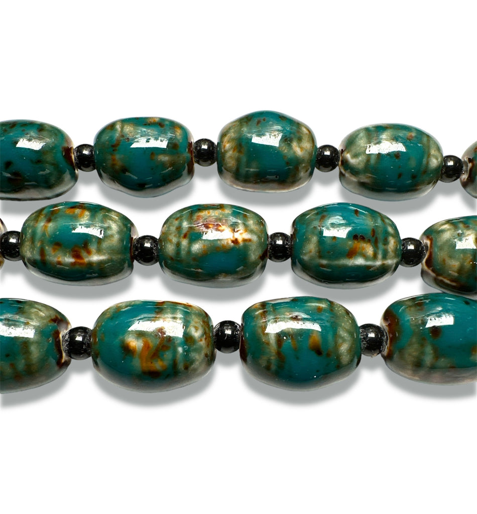 Teal Cylinder Ceramic Strand, 20mm