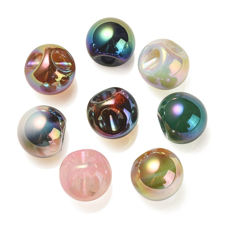 Iridescent Mixed Color Bubble Acrylic Beads, 10pcs