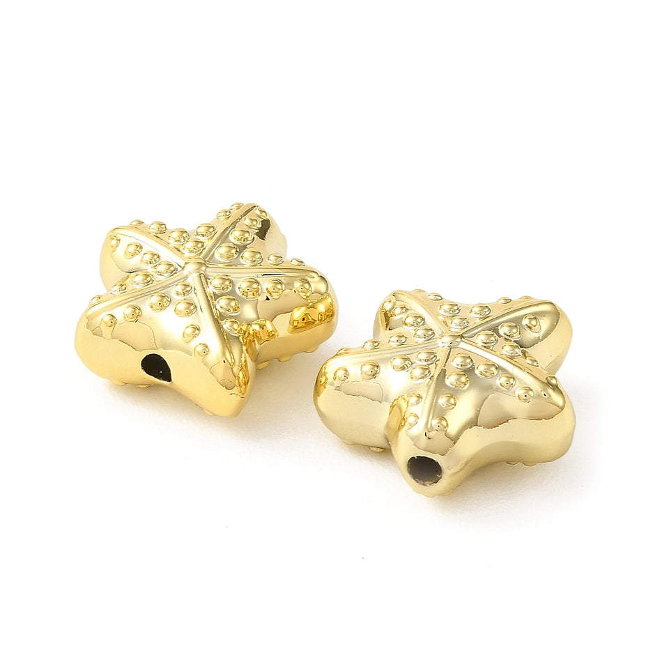 Acrylic Gold Starfish Beads 20mm, 10pcs