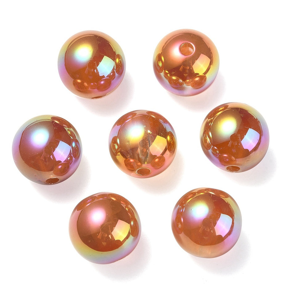 Iridescent Round Acrylic Beads 15mm, 10pcs