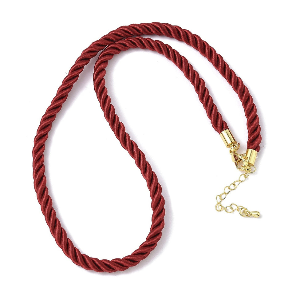 Twisted Nylon Cord Necklace with Gold Findings 18 inches, 1pc