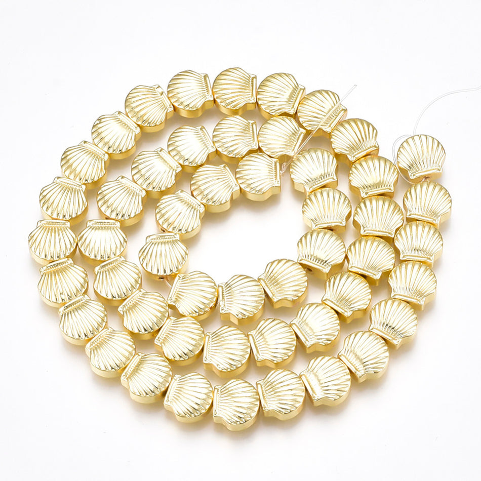 Gold Electroplated Hematite Shell Bead 8mm Strand