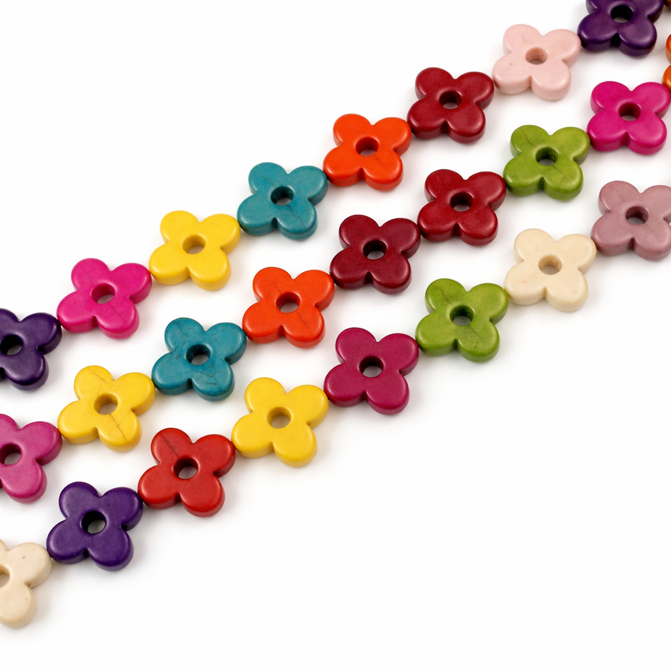 Howlite Clover Flower Bead 16mm Strand