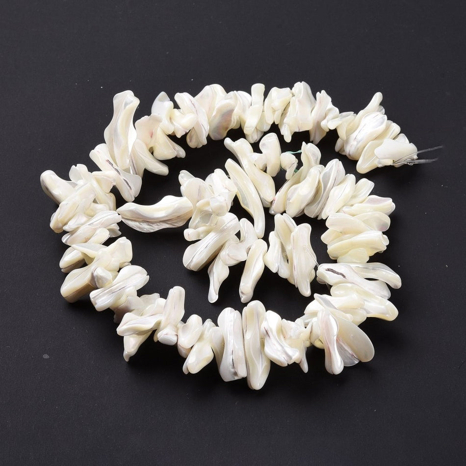 White Natural Shell Chips Strand