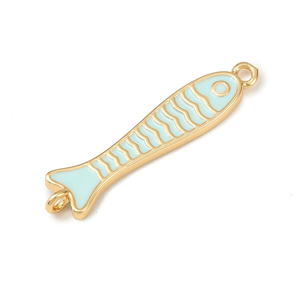 18k Gold-Plated Enamel Fish Connector 30mm, 1pc