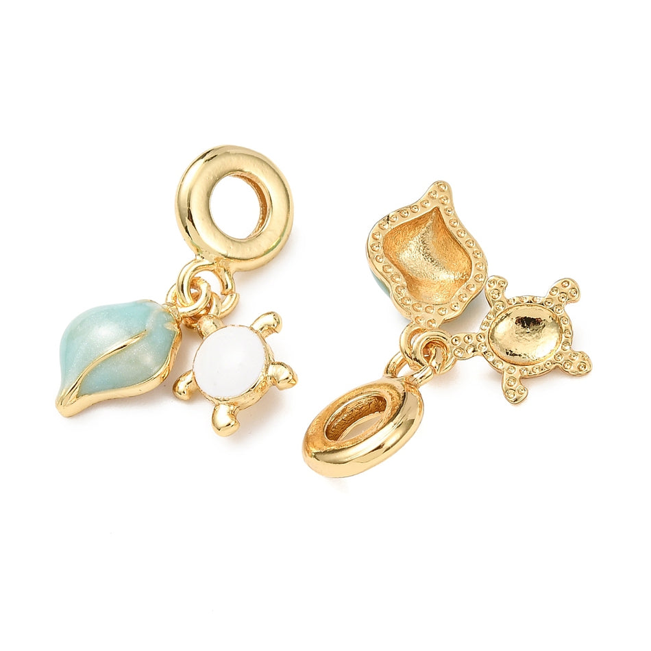 16k Gold-Plated Turtle Shell Charm Pendant 28mm, 1pc